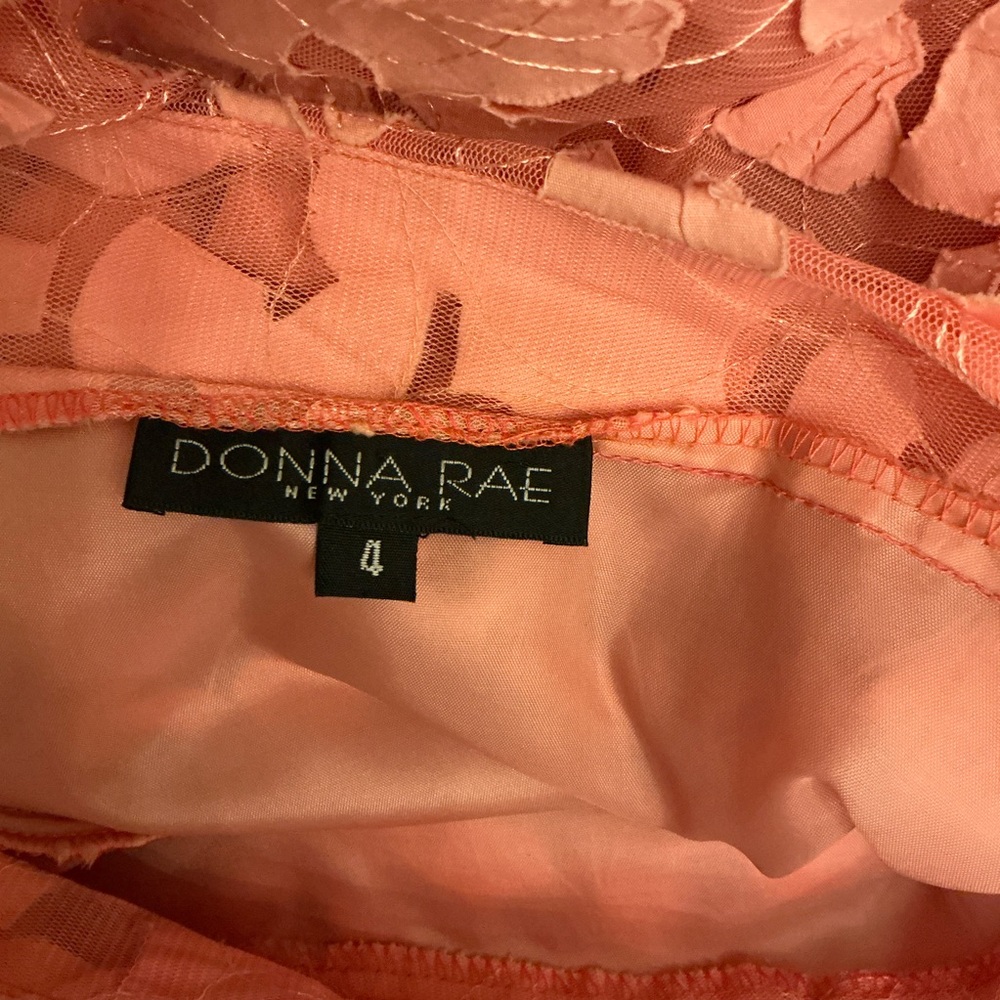Donna Rae New York Asymmetrical Floral Skirt in Coral - Picture 3 of 3